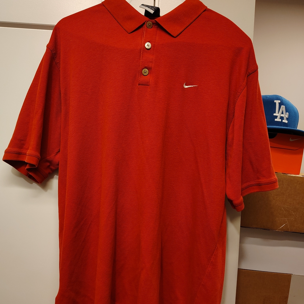 Nike Golf Polo Shirt Mens Large Reddish burgundy Performance Dri-Fit Golf Shirt